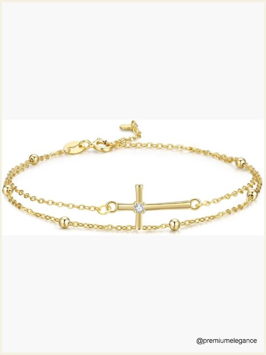 Jewelry - Sterling Silver Cross Charm Bracelet Dainty Link Chain Confirmation Gift